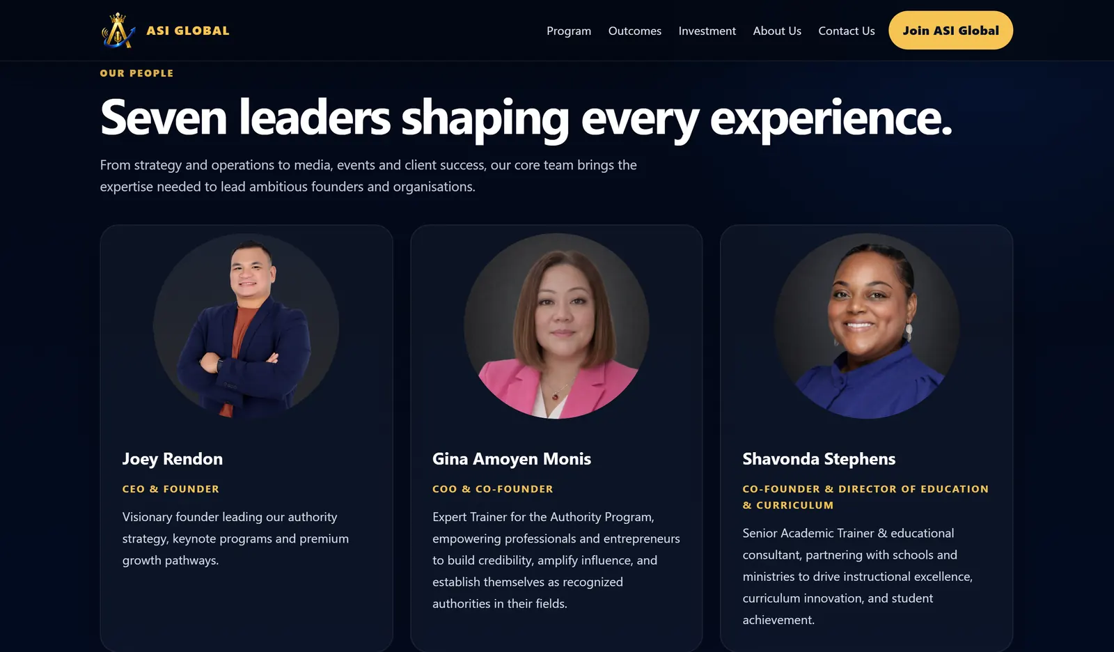 ASI Global leadership profiles and professional biographies