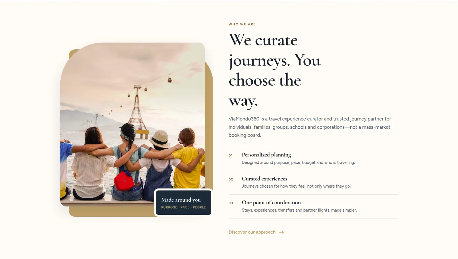 ViaMondo360 curated journey approach with personalized planning principles
