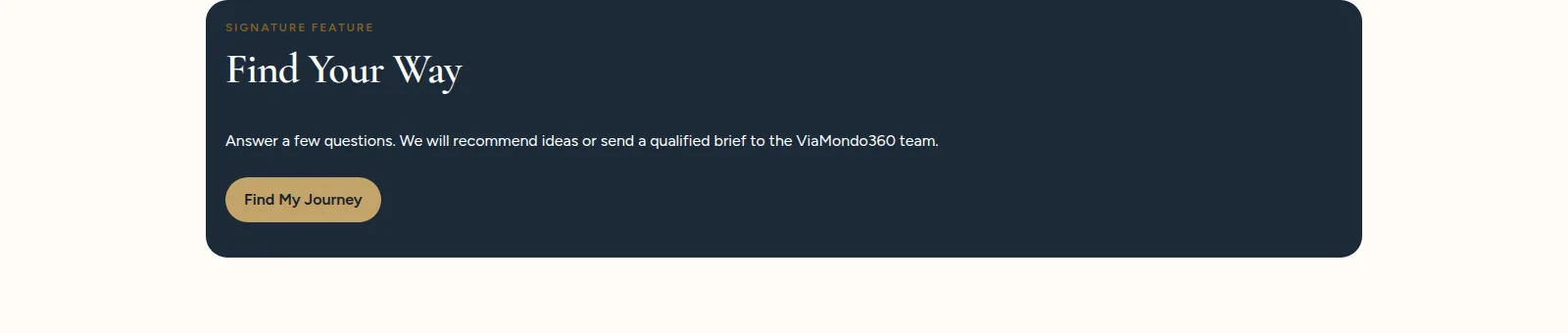 ViaMondo360 Find Your Way journey recommendation feature