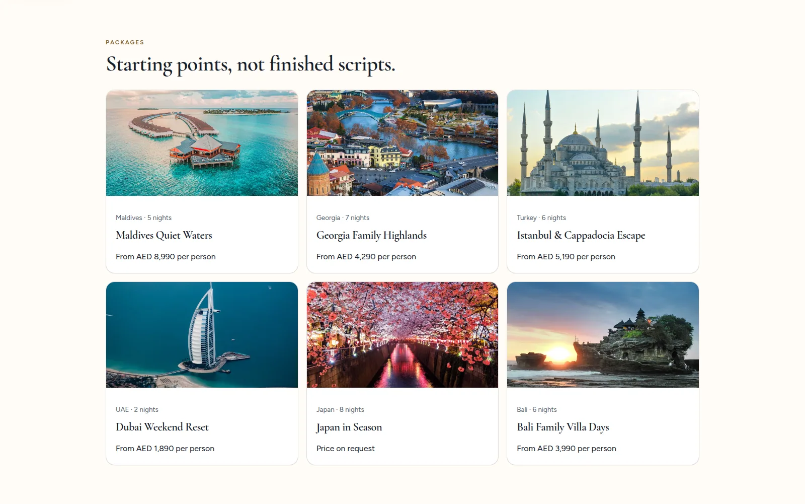 ViaMondo360 package starting points for destinations around the world